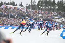 19.02.2023, Oberhof, Germany (GER): Johannes Thingnes Boe (NOR), Sturla Holm Laegreid (NOR), Johannes Dale (NOR), Quentin Fillon Maillet (FRA), Tarjei Boe (NOR), (l-r) - IBU World Championships Biathlon, mass men, Oberhof (GER). www.nordicfocus.com. © Reichert/NordicFocus. Every downloaded picture is fee-liable.