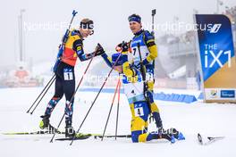 19.02.2023, Oberhof, Germany (GER): Johannes Thingnes Boe (NOR), Sebastian Samuelsson (SWE), Martin Ponsiluoma (SWE), (l-r) - IBU World Championships Biathlon, mass men, Oberhof (GER). www.nordicfocus.com. © Manzoni/NordicFocus. Every downloaded picture is fee-liable.