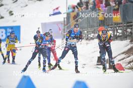 19.02.2023, Oberhof, Germany (GER): Vetle Sjaastad Christiansen (NOR), Sturla Holm Laegreid (NOR), Johannes Thingnes Boe (NOR), (l-r) - IBU World Championships Biathlon, mass men, Oberhof (GER). www.nordicfocus.com. © Reichert/NordicFocus. Every downloaded picture is fee-liable.