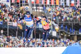 19.02.2023, Oberhof, Germany (GER): Sturla Holm Laegreid (NOR), Johannes Thingnes Boe (NOR), (l-r) - IBU World Championships Biathlon, mass men, Oberhof (GER). www.nordicfocus.com. © Manzoni/NordicFocus. Every downloaded picture is fee-liable.