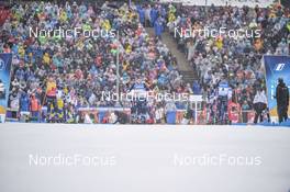 19.02.2023, Oberhof, Germany (GER): Johannes Thingnes Boe (NOR), Sturla Holm Laegreid (NOR), Tarjei Boe (NOR), (l-r) - IBU World Championships Biathlon, mass men, Oberhof (GER). www.nordicfocus.com. © Reichert/NordicFocus. Every downloaded picture is fee-liable.