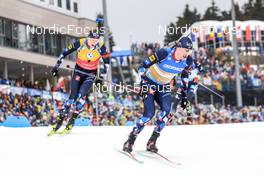 19.02.2023, Oberhof, Germany (GER): Johannes Thingnes Boe (NOR), Sturla Holm Laegreid (NOR), (l-r) - IBU World Championships Biathlon, mass men, Oberhof (GER). www.nordicfocus.com. © Manzoni/NordicFocus. Every downloaded picture is fee-liable.