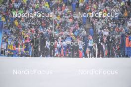 19.02.2023, Oberhof, Germany (GER): Johannes Thingnes Boe (NOR), Sturla Holm Laegreid (NOR), Benedikt Doll (GER), (l-r) - IBU World Championships Biathlon, mass men, Oberhof (GER). www.nordicfocus.com. © Reichert/NordicFocus. Every downloaded picture is fee-liable.