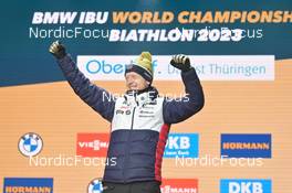 12.02.2023, Oberhof, Germany (GER): Johannes Thingnes Boe (NOR) - IBU World Championships Biathlon, medals, Oberhof (GER). www.nordicfocus.com. © Reichert/NordicFocus. Every downloaded picture is fee-liable.