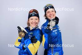10.02.2023, Oberhof, Germany (GER): Linn Persson (SWE), Hanna Oeberg (SWE), (l-r) - IBU World Championships Biathlon, medals, Oberhof (GER). www.nordicfocus.com. © Manzoni/NordicFocus. Every downloaded picture is fee-liable.