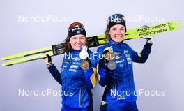 15.02.2023, Oberhof, Germany (GER): Linn Persson (SWE), Hanna Oeberg (SWE), (l-r) - IBU World Championships Biathlon, medals, Oberhof (GER). www.nordicfocus.com. © Manzoni/NordicFocus. Every downloaded picture is fee-liable.