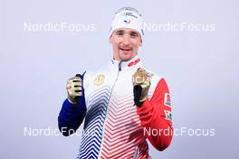 18.02.2023, Oberhof, Germany (GER): Fabien Claude (FRA) - IBU World Championships Biathlon, medals, Oberhof (GER). www.nordicfocus.com. © Manzoni/NordicFocus. Every downloaded picture is fee-liable.