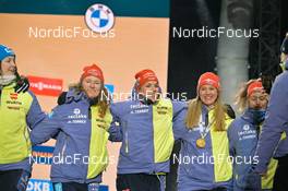 08.02.2023, Oberhof, Germany (GER): Janina Hettich-Walz (GER), Hanne Kebinger (GER), Denise Herrmann-Wick (GER), Sophia Schneider (GER), (l-r) - IBU World Championships Biathlon, medals, Oberhof (GER). www.nordicfocus.com. © Reichert/NordicFocus. Every downloaded picture is fee-liable.