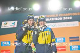 08.02.2023, Oberhof, Germany (GER): Hanna Oeberg (SWE), Linn Persson (SWE), (l-r) - IBU World Championships Biathlon, medals, Oberhof (GER). www.nordicfocus.com. © Reichert/NordicFocus. Every downloaded picture is fee-liable.