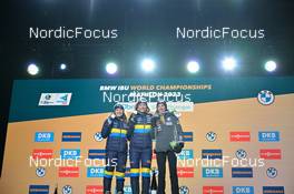 15.02.2023, Oberhof, Germany (GER): Linn Persson (SWE), Hanna Oeberg (SWE), Lisa Vittozzi (ITA), (l-r) - IBU World Championships Biathlon, medals, Oberhof (GER). www.nordicfocus.com. © Reichert/NordicFocus. Every downloaded picture is fee-liable.