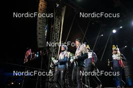 16.02.2023, Oberhof, Germany (GER): Lisa Theresa Hauser (AUT), David Komatz (AUT), Johannes Thingnes Boe (NOR), Marte Olsbu Roeiseland (NOR), (l-r) - IBU World Championships Biathlon, medals, Oberhof (GER). www.nordicfocus.com. © Reichert/NordicFocus. Every downloaded picture is fee-liable.