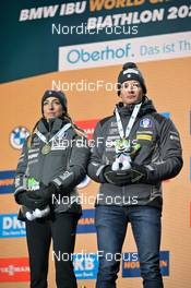 16.02.2023, Oberhof, Germany (GER): Lisa Vittozzi (ITA), Tommaso Giacomel (ITA), (l-r) - IBU World Championships Biathlon, medals, Oberhof (GER). www.nordicfocus.com. © Reichert/NordicFocus. Every downloaded picture is fee-liable.