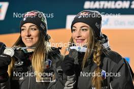 08.02.2023, Oberhof, Germany (GER): Lisa Vittozzi (ITA), Dorothea Wierer (ITA), (l-r) - IBU World Championships Biathlon, medals, Oberhof (GER). www.nordicfocus.com. © Reichert/NordicFocus. Every downloaded picture is fee-liable.