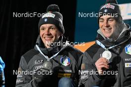 08.02.2023, Oberhof, Germany (GER): Tommaso Giacomel (ITA), Didier Bionaz (ITA), (l-r) - IBU World Championships Biathlon, medals, Oberhof (GER). www.nordicfocus.com. © Reichert/NordicFocus. Every downloaded picture is fee-liable.