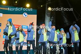 08.02.2023, Oberhof, Germany (GER): Janina Hettich-Walz (GER), Hanne Kebinger (GER), Denise Herrmann-Wick (GER), Sophia Schneider (GER), (l-r) - IBU World Championships Biathlon, medals, Oberhof (GER). www.nordicfocus.com. © Reichert/NordicFocus. Every downloaded picture is fee-liable.
