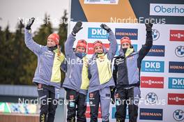 19.02.2023, Oberhof, Germany (GER): Denise Herrmann-Wick (GER), Sophia Schneider (GER), Hanna Kebinger (GER), Vanessa Voigt (GER), (l-r) - IBU World Championships Biathlon, medals, Oberhof (GER). www.nordicfocus.com. © Reichert/NordicFocus. Every downloaded picture is fee-liable.