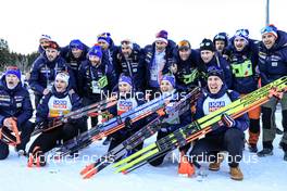 08.02.2023, Oberhof, Germany (GER): Emilien Jacquelin (FRA), Julia Simon (FRA), Anais Chevalier-Bouchet (FRA), Quentin Fillon Maillet (FRA), (l-r) - IBU World Championships Biathlon, mixed relay, Oberhof (GER). www.nordicfocus.com. © Manzoni/NordicFocus. Every downloaded picture is fee-liable.