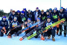 08.02.2023, Oberhof, Germany (GER): Emilien Jacquelin (FRA), Julia Simon (FRA), Anais Chevalier-Bouchet (FRA), Quentin Fillon Maillet (FRA), (l-r) - IBU World Championships Biathlon, mixed relay, Oberhof (GER). www.nordicfocus.com. © Manzoni/NordicFocus. Every downloaded picture is fee-liable.