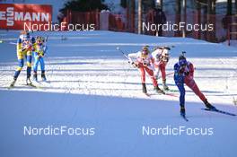08.02.2023, Oberhof, Germany (GER): Hanna Oeberg (SWE), Lisa Vittozzi (ITA), Elisa Gasparin (SUI), Dunja Zdouc (AUT), Julia Simon (FRA), (l-r) - IBU World Championships Biathlon, mixed relay, Oberhof (GER). www.nordicfocus.com. © Reichert/NordicFocus. Every downloaded picture is fee-liable.