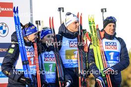 08.02.2023, Oberhof, Germany (GER): Julia Simon (FRA), Anais Chevalier-Bouchet (FRA), Emilien Jacquelin (FRA), Quentin Fillon Maillet (FRA), (l-r) - IBU World Championships Biathlon, mixed relay, Oberhof (GER). www.nordicfocus.com. © Manzoni/NordicFocus. Every downloaded picture is fee-liable.