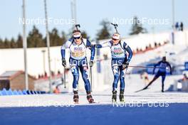 08.02.2023, Oberhof, Germany (GER): Tuomas Harjula (FIN), Mari Eder (FIN), (l-r) - IBU World Championships Biathlon, mixed relay, Oberhof (GER). www.nordicfocus.com. © Manzoni/NordicFocus. Every downloaded picture is fee-liable.