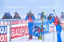 12.02.2023, Oberhof, Germany (GER): Tommaso Giacomel (ITA), Patrick Braunhofer (ITA), Elia Zeni (ITA), (l-r) - IBU World Championships Biathlon, pursuit men, Oberhof (GER). www.nordicfocus.com. © Reichert/NordicFocus. Every downloaded picture is fee-liable.
