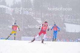 12.02.2023, Oberhof, Germany (GER): Peppe Femling (SWE), Timofei Lapshin (KOR), Lukas Hofer (ITA), (l-r) - IBU World Championships Biathlon, pursuit men, Oberhof (GER). www.nordicfocus.com. © Reichert/NordicFocus. Every downloaded picture is fee-liable.