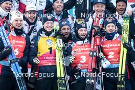 12.02.2023, Oberhof, Germany (GER): Vetle Sjaastad Christiansen (NOR), Johannes Thingnes Boe (NOR), Sturla Holm Laegreid (NOR), Tarjei Boe (NOR), (l-r) - IBU World Championships Biathlon, pursuit men, Oberhof (GER). www.nordicfocus.com. © Manzoni/NordicFocus. Every downloaded picture is fee-liable.