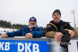 12.02.2023, Oberhof, Germany (GER): Event Feature: Infront technicians Paul and Oli at work - IBU World Championships Biathlon, pursuit women, Oberhof (GER). www.nordicfocus.com. © Manzoni/NordicFocus. Every downloaded picture is fee-liable.