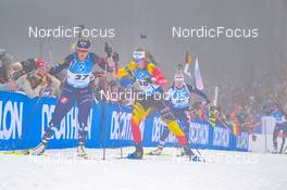 12.02.2023, Oberhof, Germany (GER): Karoline Offigstad Knotten (NOR), Maya Cloetens (BEL), Suvi Minkkinen (FIN), (l-r) - IBU World Championships Biathlon, pursuit women, Oberhof (GER). www.nordicfocus.com. © Reichert/NordicFocus. Every downloaded picture is fee-liable.