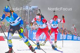 12.02.2023, Oberhof, Germany (GER): Anastasiya Merkushyna (UKR), Nadia Moser (CAN), Joanna Jakiela (POL), (l-r) - IBU World Championships Biathlon, pursuit women, Oberhof (GER). www.nordicfocus.com. © Reichert/NordicFocus. Every downloaded picture is fee-liable.