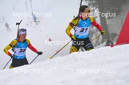12.02.2023, Oberhof, Germany (GER): Maya Cloetens (BEL), Lotte Lie (BEL), (l-r) - IBU World Championships Biathlon, pursuit women, Oberhof (GER). www.nordicfocus.com. © Reichert/NordicFocus. Every downloaded picture is fee-liable.