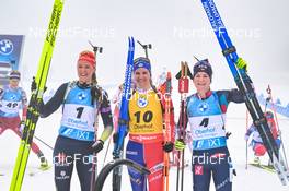 12.02.2023, Oberhof, Germany (GER): Denise Herrmann-Wick (GER), Julia Simon (FRA), Marte Olsbu Roeiseland (NOR), (l-r) - IBU World Championships Biathlon, pursuit women, Oberhof (GER). www.nordicfocus.com. © Reichert/NordicFocus. Every downloaded picture is fee-liable.