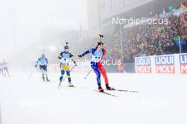 12.02.2023, Oberhof, Germany (GER): Yuliia Dzhima (UKR), Anna Magnusson (SWE), Chloe Chevalier (FRA), (l-r) - IBU World Championships Biathlon, pursuit women, Oberhof (GER). www.nordicfocus.com. © Manzoni/NordicFocus. Every downloaded picture is fee-liable.