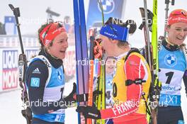 12.02.2023, Oberhof, Germany (GER): Sophia Schneider (GER), Julia Simon (FRA), Denise Herrmann-Wick (GER), (l-r) - IBU World Championships Biathlon, pursuit women, Oberhof (GER). www.nordicfocus.com. © Reichert/NordicFocus. Every downloaded picture is fee-liable.