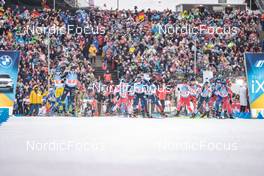 18.02.2023, Oberhof, Germany (GER): Vetle Sjaastad Christiansen (NOR), Justus Strelow (GER), Antonin Guigonnat (FRA), (l-r) - IBU World Championships Biathlon, relay men, Oberhof (GER). www.nordicfocus.com. © Manzoni/NordicFocus. Every downloaded picture is fee-liable.