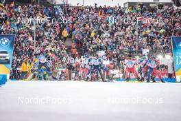 18.02.2023, Oberhof, Germany (GER): Vetle Sjaastad Christiansen (NOR), Justus Strelow (GER), Antonin Guigonnat (FRA), (l-r) - IBU World Championships Biathlon, relay men, Oberhof (GER). www.nordicfocus.com. © Manzoni/NordicFocus. Every downloaded picture is fee-liable.