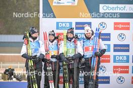 18.02.2023, Oberhof, Germany (GER): Johannes Thingnes Boe (NOR), Sturla Holm Laegreid (NOR), Tarjei Boe (NOR), Vetle Sjaastad Christiansen (NOR), (l-r) - IBU World Championships Biathlon, relay men, Oberhof (GER). www.nordicfocus.com. © Reichert/NordicFocus. Every downloaded picture is fee-liable.