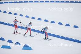18.02.2023, Oberhof, Germany (GER): Christian Gow (CAN), Sebastian Stalder (SUI), Antonin Guigonnat (FRA), (l-r) - IBU World Championships Biathlon, relay men, Oberhof (GER). www.nordicfocus.com. © Manzoni/NordicFocus. Every downloaded picture is fee-liable.