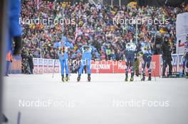18.02.2023, Oberhof, Germany (GER): Elia Zeni (ITA), Tommaso Giacomel (ITA), Tarjei Boe (NOR), Sturla Holm Laegreid (NOR), (l-r) - IBU World Championships Biathlon, relay men, Oberhof (GER). www.nordicfocus.com. © Reichert/NordicFocus. Every downloaded picture is fee-liable.