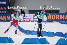 18.02.2023, Oberhof, Germany (GER): Adam Runnalls (CAN), Johannes Kuehn (GER), (l-r) - IBU World Championships Biathlon, relay men, Oberhof (GER). www.nordicfocus.com. © Manzoni/NordicFocus. Every downloaded picture is fee-liable.