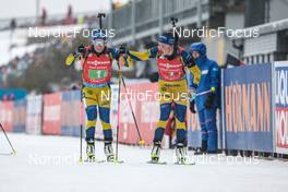 18.02.2023, Oberhof, Germany (GER): Anna Magnusson (SWE), Linn Persson (SWE), (l-r) - IBU World Championships Biathlon, relay women, Oberhof (GER). www.nordicfocus.com. © Manzoni/NordicFocus. Every downloaded picture is fee-liable.