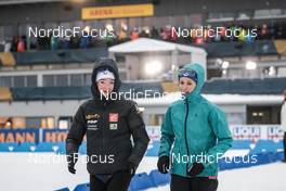 18.02.2023, Oberhof, Germany (GER): Lou Jeanmonnot (FRA), Anais Chevalier-Bouchet (FRA), (l-r) - IBU World Championships Biathlon, relay women, Oberhof (GER). www.nordicfocus.com. © Manzoni/NordicFocus. Every downloaded picture is fee-liable.
