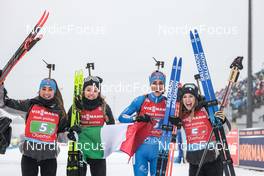 18.02.2023, Oberhof, Germany (GER): Dorothea Wierer (ITA), Hannah Auchentaller (ITA), Lisa Vittozzi (ITA), Samuela Comola (ITA), (l-r) - IBU World Championships Biathlon, relay women, Oberhof (GER). www.nordicfocus.com. © Manzoni/NordicFocus. Every downloaded picture is fee-liable.