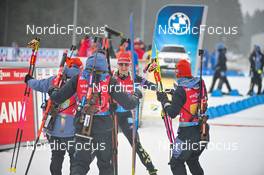 18.02.2023, Oberhof, Germany (GER): Hanna Kebinger (GER), Vanessa Voigt (GER), Denise Herrmann-Wick (GER), (l-r) - IBU World Championships Biathlon, relay women, Oberhof (GER). www.nordicfocus.com. © Reichert/NordicFocus. Every downloaded picture is fee-liable.