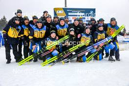 18.02.2023, Oberhof, Germany (GER): Linn Persson (SWE), Anna Magnusson (SWE), Elvira Oeberg (SWE), Hanna Oeberg (SWE), (l-r) - IBU World Championships Biathlon, relay women, Oberhof (GER). www.nordicfocus.com. © Manzoni/NordicFocus. Every downloaded picture is fee-liable.