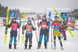 18.02.2023, Oberhof, Germany (GER): Linn Persson (SWE), Anna Magnusson (SWE), Elvira Oeberg (SWE), Hanna Oeberg (SWE), (l-r) - IBU World Championships Biathlon, relay women, Oberhof (GER). www.nordicfocus.com. © Reichert/NordicFocus. Every downloaded picture is fee-liable.