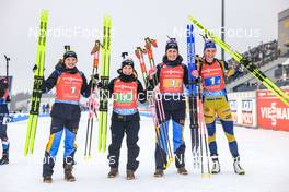 18.02.2023, Oberhof, Germany (GER): Linn Persson (SWE), Anna Magnusson (SWE), Elvira Oeberg (SWE), Hanna Oeberg (SWE), (l-r) - IBU World Championships Biathlon, relay women, Oberhof (GER). www.nordicfocus.com. © Manzoni/NordicFocus. Every downloaded picture is fee-liable.