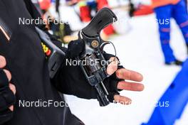 16.02.2023, Oberhof, Germany (GER): Event Feature: Star gun - IBU World Championships Biathlon, single mixed relay, Oberhof (GER). www.nordicfocus.com. © Manzoni/NordicFocus. Every downloaded picture is fee-liable.