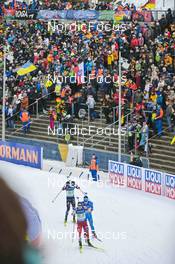 16.02.2023, Oberhof, Germany (GER): Johannes Thingnes Boe (NOR), Tommaso Giacomel (ITA), David Komatz (AUT), (l-r) - IBU World Championships Biathlon, single mixed relay, Oberhof (GER). www.nordicfocus.com. © Reichert/NordicFocus. Every downloaded picture is fee-liable.